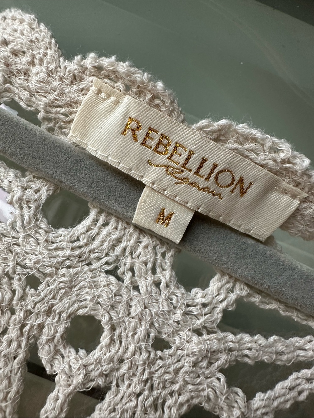 Rebellion Cotton Crochet Cream Tank Top - Picture 4 of 7